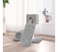 Teenpull Arbre à chat avec griffoir en sisal, gris clair, 59 cm, à plusieurs niveaux, avec peluche et bois, pour l'entretien des griffes, jouer et se détendre dans l'appartement, en intérieur, stable