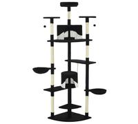 Teenpull Arbre à chat avec griffoirs en sisal et cadre recouvert de peluche, 203 cm, noir et blanc, avec tour d'escalade, jouets, niche et paniers confortables pour chat d'intérieur