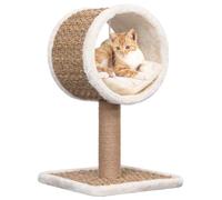 Teenpull Arbre à chat avec tunnel et jouet, arbre d'escalade en jonc de mer de 56 cm de haut, compact et stable, pour chat d'intérieur, avec griffoir, colonne à chat et niche en peluche