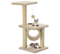 Teenpull Arbre à chat en sisal et peluche de 65 cm de haut avec base stable, balle de jeu suspendue, colonne à gratter et plateforme d'observation pour meubles d'intérieur pour chat en beige