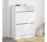 Teenpull Armoire à Chaussures Blanche 2 tiroirs rabattables 80x34x116 cm en Bois d'ingénierie pour entrée et Placard Rangement Chaussures organisé et Gain de Place