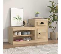 Teenpull Armoire à Chaussures chêne Sonoma Bois d'ingénierie 100x42x60cm avec Grand Espace Rangement et étagère décorative pour entrée et Placard organisé