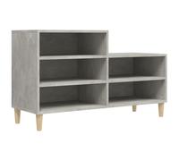 Teenpull Armoire à Chaussures Gris béton en Bois d'ingénierie 102x36x60 cm avec 5 Compartiments, Pieds en Bois d'eucalyptus, Rangement pour entrée et Placard, Espace organisé et Durable