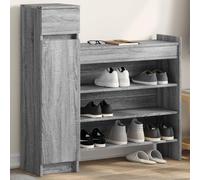 Teenpull Armoire à chaussures, grise, 100,5 x 28 x 100 cm, en bois polyvalent, pour couloir, entrée, offre un espace de rangement pour chaussures, organisation, meubles