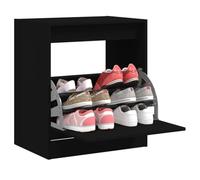 Teenpull Armoire à Chaussures Noir en Bois d'ingénierie 60x42x69 cm avec tiroirs rabattables, étagère de Rangement Compact pour entrée, Placard, Espace organisé et Durable