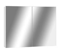 Teenpull Armoire à Miroir de Salle de Bain Blanc en MDF 80x15x60 cm avec 3 Compartiments, Porte Miroir, Interface USB intégrée, Meuble lavabo Flottant pour Rangement Fonctionnel