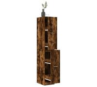 Teenpull Armoire à pharmacie en chêne fumé, 30 x 41 x 174,5 cm, en bois dérivé du bois, polyvalente, armoire de cuisine, bureau, d'appoint avec 4 tiroirs, espace de rangement pour la maison