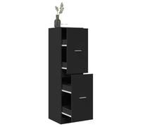 Teenpull Armoire à pharmacie noire 40 x 41 x 144,5 cm - En bois - Avec 4 tiroirs - Armoire d'appoint polyvalente pour cuisine, salon, bureau - Rangement durable