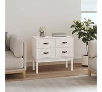 Teenpull Armoire Console Blanc en Bois de pin Massif 90x40x78 cm avec 4 tiroirs Grand Espace de Rangement pour Salon Chambre Bureau Buffet Cabinet Cuisine
