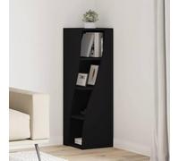 Teenpull Armoire d'angle noire en bois 32 x 32 x 102 cm avec 4 étagères, design peu encombrant pour salon, bureau, garage, couloir, armoire de rangement pratique avec fixation murale stable