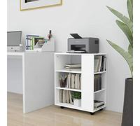 Teenpull Armoire de bureau mobile à 4 roulettes - Blanc - 60 x 35 x 75 cm - En matériau dérivé du bois - Armoire d'appoint pour imprimante - Espace de rangement polyvalent pour la maison et le bureau