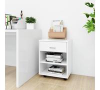 Teenpull Armoire de bureau mobile à 4 roulettes, verrouillable, en matériau dérivé du bois, blanche, 46 x 36 x 59 cm, armoire de rangement polyvalente pour la maison et le bureau