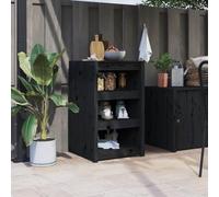 Teenpull Armoire de cuisine d'extérieur en pin massif noir 55 x 55 x 92 cm, armoire de rangement pour jardin, terrasse, design modulaire, armoire de cuisine et buffet
