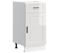 Teenpull Armoire de Cuisine Porto Blanc Brillant en Bois d'ingénierie 40x46x81,5 cm avec Pieds réglables, Grand Espace de Rangement, Meuble Buffet et Cabinet de Rangement Pratique