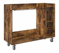 Teenpull Armoire de Golf avec Roues chêne fumé 120x45x98 cm Rangement Sac Accessoire Housse Serviette Brosse Support Parapluie Sangle bandoulière Crochet Rangement intérieur