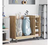 Teenpull Armoire de Golf en Bois Chêne Artisanal avec 4 Roues 120 x 45 x 98 cm, Rangement Organisé pour Sac, Accessoires, Serviette, Porte Parapluie, Support et Nettoyeur