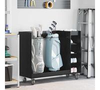 Teenpull Armoire de Golf en Bois Chêne Noir avec Roues 120 x 45 x 98 cm Rangement Sac Accessoire Serviette Support Parapluie Organiseur Compartiment Trolley Voyage