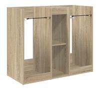 Teenpull Armoire de Golf en Bois Chêne Sonoma 102 x 45 x 85,5 cm avec Étagères Métal, Rangement Sac Accessoire, Housse Pluie, Porte Parapluie, Organiseur pour Golf intérieur