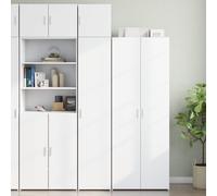 Teenpull Armoire de Rangement Mince Blanc en Bois d'ingénierie 40x42,5x225 cm avec 6 Compartiments et 2 tiroirs, Meuble Buffet pour Cuisine Salon Salle à Manger, Armoire de Stockage Fonctionnelle
