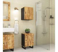Teenpull Armoire de salle de bain, 38 x 33 x 58 cm, en bois massif de mangue, avec 2 compartiments, pieds stables, porte flexible, ensemble de meubles de salle de bain, en bois dur robuste