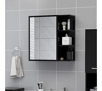 Teenpull Armoire de salle de bain à miroir en bois - 62,5 x 20,5 x 64 cm - 1 porte - 5 compartiments - Montage mural - Idéale pour salle de bain - Pour ranger les articles de toilette - Noir