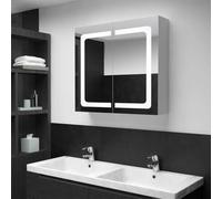 Teenpull Armoire de Salle de Bain à Miroir LED Anthracite 80x12,2x68 cm en MDF mélaminé avec 3 étagères, éclairage Doux, Rangement optimisé pour Meuble lavabo Flottant