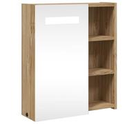 Teenpull Armoire de Salle de Bain à Miroir LED chêne 45x13x52 cm avec Rangement Mural, Meuble lavabo Flottant, Armoire de Toilette Fonctionnelle pour Salle de Bain Moderne