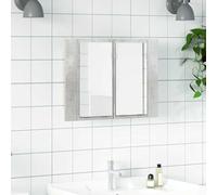 Teenpull Armoire de Salle de Bain à Miroir LED Gris béton en Acrylique avec lumière RVB, 60x12x45 cm, Rangement Pratique, Meuble Suspendu pour lavabo, Design Contemporain Fonctionnel