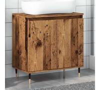 Teenpull Armoire de salle de bain, aspect bois vieilli, 58 x 33 x 60 cm, matériau dérivé du bois, armoire de salle de bain avec portes, espace de rangement pour serviettes, résistant à l'humidité