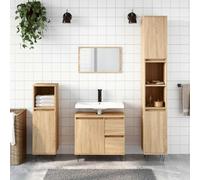 Teenpull Armoire de salle de bain, chêne Sonoma, 65 x 33 x 60 cm, matériau à base de bois, avec porte, 2 tiroirs, pieds en fer, résistant à l'humidité, grand espace de rangement