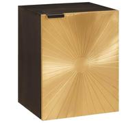 Teenpull Armoire de salle de bain en bois de manguier noir et doré, 38 x 33 x 48 cm, avec étagère, porte à charnière, pour une ambiance moderne de salle de bain