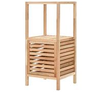 Teenpull Armoire de salle de bain en bois massif noyer 39,5 x 35,5 x 86 cm avec porte à lamelles, stable, durable, pour rangement de salle de bain, armoire en bois