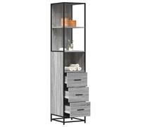 Teenpull Armoire de salle de bain, gris Sonoma 35 x 37,5 x 166 cm, matériau à base de bois, cadre en métal, ensemble de meubles de salle de bain, avec espace de rangement, facile d'entretien