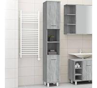 Teenpull Armoire de salle de bain, grise, Sonoma, 30 x 30 x 179 cm, en bois dérivé, avec espace de rangement, meuble de salle de bain pour l'ordre