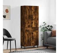 Teenpull Armoire haute en chêne fumé 69,5 x 34 x 180 cm, matériau dérivé du bois, pieds en métal, avec beaucoup d'espace de rangement, pour salon, salle à manger, couloir