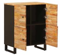 Teenpull Armoire latérale marron avec porte, 60 x 33 x 75 cm, en bois de manguier massif, polyvalente comme buffet et pour salon et couloir