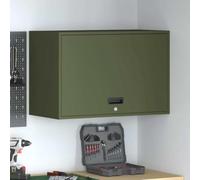 Teenpull Armoire murale pour garage, vert olive, en acier revêtu par pulvérisation, 80 x 40 x 53 cm, porte de levage à gaz, serrure à loquet sécurisée, montage mural peu encombrant, idéale comme