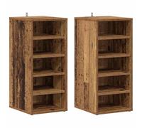 Teenpull Armoires à Chaussures 2 pcs en Bois d'ingénierie Vieux Bois 32x35x70 cm avec 5 étagères Ouvertes Rangement Chaussures pour entrée et Placard Espace organisé et Durable