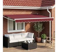 Teenpull Auvent électrique extensible 3,5 x 2,5 m avec cadre en aluminium, panneau solaire, télécommande, résistant aux intempéries, idéal pour terrasse, balcon, jardin, protection UV et pluie