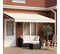 Teenpull Auvent électrique extensible blanc crème 4 x 3 m avec panneau solaire et télécommande, cadre en aluminium résistant aux intempéries, store à bras articulés pour terrasse, balcon, jardin