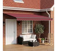 Teenpull Auvent électrique extensible rouge bordeaux anthracite 5 x 3 m avec panneau solaire, télécommande et manivelle pour terrasse, balcon, jardin, protection UV et pluie, store à bras articulé