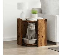Teenpull Bac à litière pour chat aspect bois vieilli 42 x 42 x 51 cm - Meuble compact moderne avec grotte cachée - Support mural - Construction robuste - Multifonction - Arbre d'escalade et table