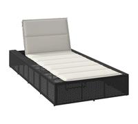 Teenpull Bain de soleil avec coussin flottant, noir, en polyrotin, réglable, pour jardin, terrasse, piscine, 210 x 100 cm, robuste