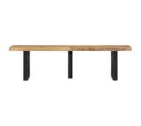 Teenpull Banc 160 cm Bois de manguier Brut Massif avec Pieds Acier Noir, Banquette Industrielle pour Salon entrée Couloir, siège Robuste avec Bord Vivant Naturel