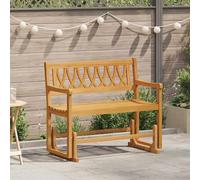 Teenpull Banc à bascule de jardin en bois d'acacia massif - 110 x 59 x 97 cm - Banc en bois résistant aux intempéries avec accoudoirs - Banc robuste pour terrasse, balcon, jardin, parc et extérieur