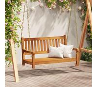 Teenpull Banc à bascule en bois d'acacia massif, marron, 110 x 56 x 58,5 cm, banc de jardin durable pour terrasse, véranda et extérieur, charge maximale de 220 kg