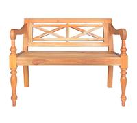 Teenpull Banc Batavia en Bois d'acajou Massif Marron Clair 98 cm avec accoudoirs élégant pour Salon Chambre entrée, Meuble de Rangement Pratique et siège Confortable Deux Places