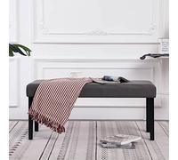 Teenpull Banc Coffre 106 cm Gris en Simili Cuir avec Cadre en Bois, Banquette rembourrée pour Salon, Chambre, entrée, Meuble de Rangement Pratique et siège Confortable