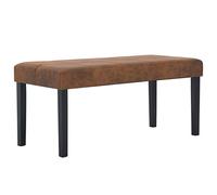 Teenpull Banc Coffre 106 cm Marron en Similicuir Daim avec Cadre Bois, Banquette Pouf Meuble de Rangement pour Chambre Salon entrée Couloir