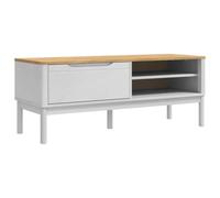 Teenpull Banc de Couloir Floro Blanc en Bois de pin Massif 115 x 40 x 45 cm avec Rangement, siège Confortable, Meuble Pratique pour entrée, Salon, Chambre ou vestiaire